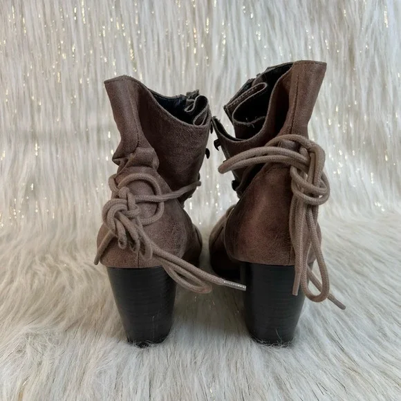 Dolce By Mojo Moxy Womens Ankle Boots Booties Brown Taupe Zipper High 10 W - Picture 9 of 9